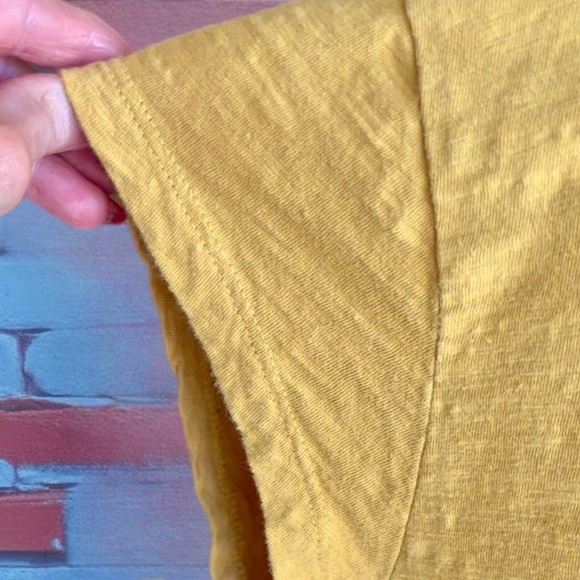 Mustard V-Neck Short Sleeve Women's Top - Picture 5 of 13